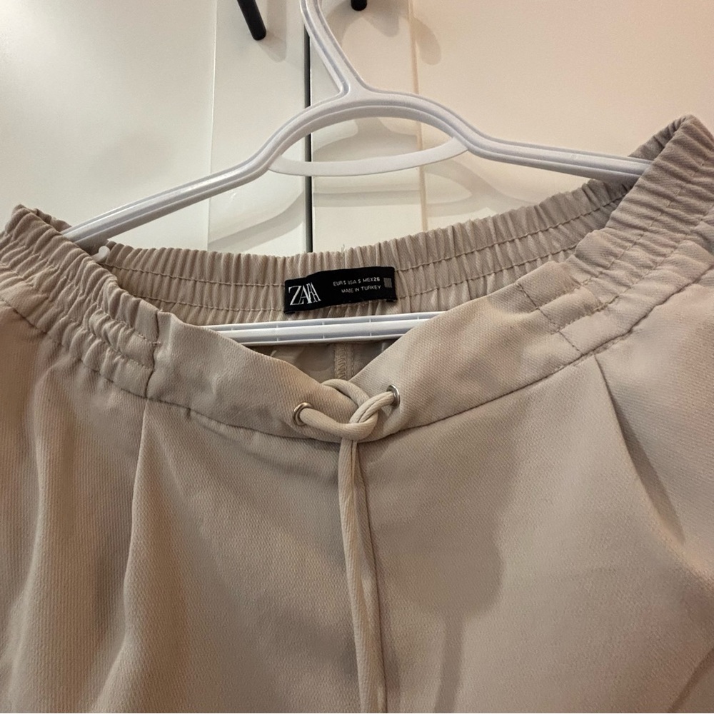 Neutral Beige Drawstring Pants - Picture 2 of 3